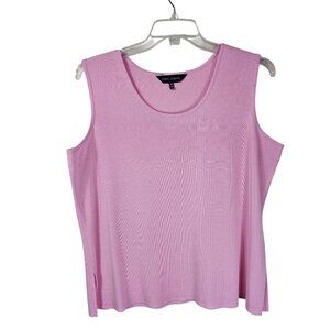 Ming Wang 1X Top Knit Sleeveless Shell Scoop Neck Tank Soft Pink Office Pastel
